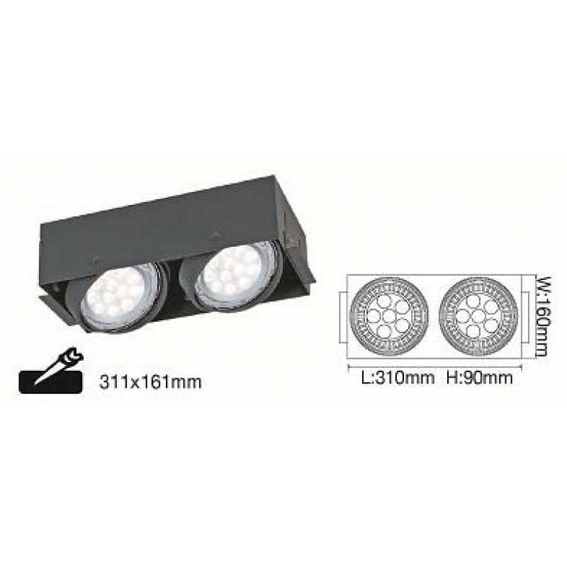 舞光附LED AR111 14WX2 無邊框方型崁燈2燈 崁孔311mmX161mm LED-25063-WR/14W