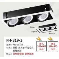 AR111 15W鋁框盒燈/崁孔165X465mm FH- 819-3CC