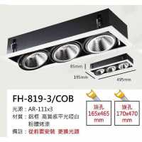AR111 9W鋁框盒燈/崁孔165X465mm FH- 819-3K