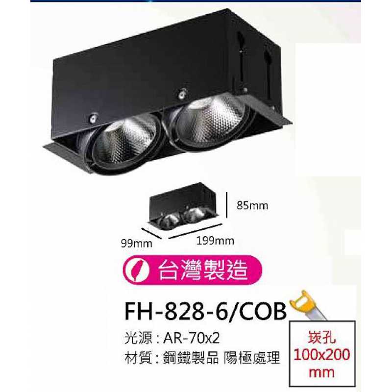 AR70 9W無邊框盒燈/崁孔100X200mm FH- 828-6H