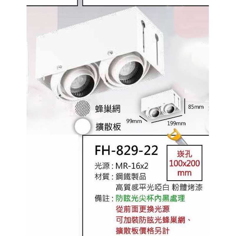 MR16 8W防眩光無邊框盒燈/崁孔100X200mm FH- 829-22E